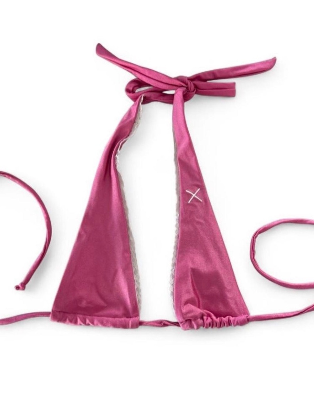 Satin Triangle Bikini Top in Magenta - Women's Halter Swimwear